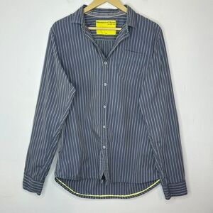 Descendant of Thieves Button Down Mens Large blue Striped Long Sleeve Shirt